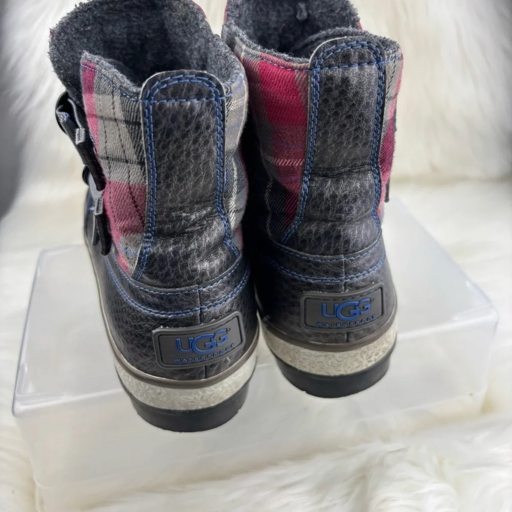 UGG Australia Checkered Leather Boots with Buckles